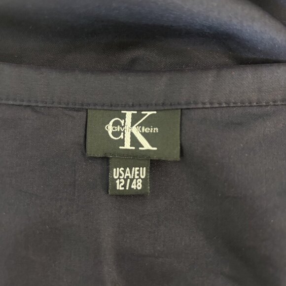 Calvin Klein Vintage Navy Blue Silk Blend Drop Waist Straight Skirt Size 12 - Picture 4 of 10